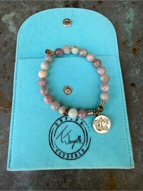 T Jazelle Limited Edition Beaded Sterling Silver Heart Floral Charm Bracelet